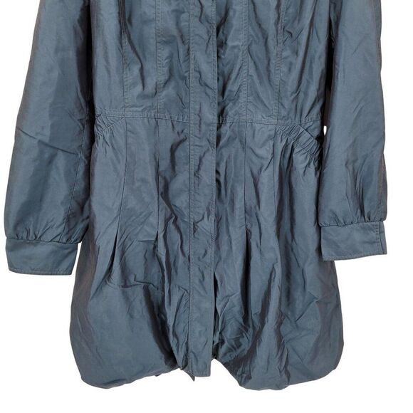 Dennis Teal Blue Belted A-line Balloon Hem Jacket Sz M Lightweight Duster Coat - Picture 5 of 10